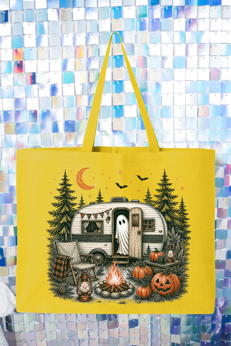 Spooky Campfire Night Canvas Jumbo Tote