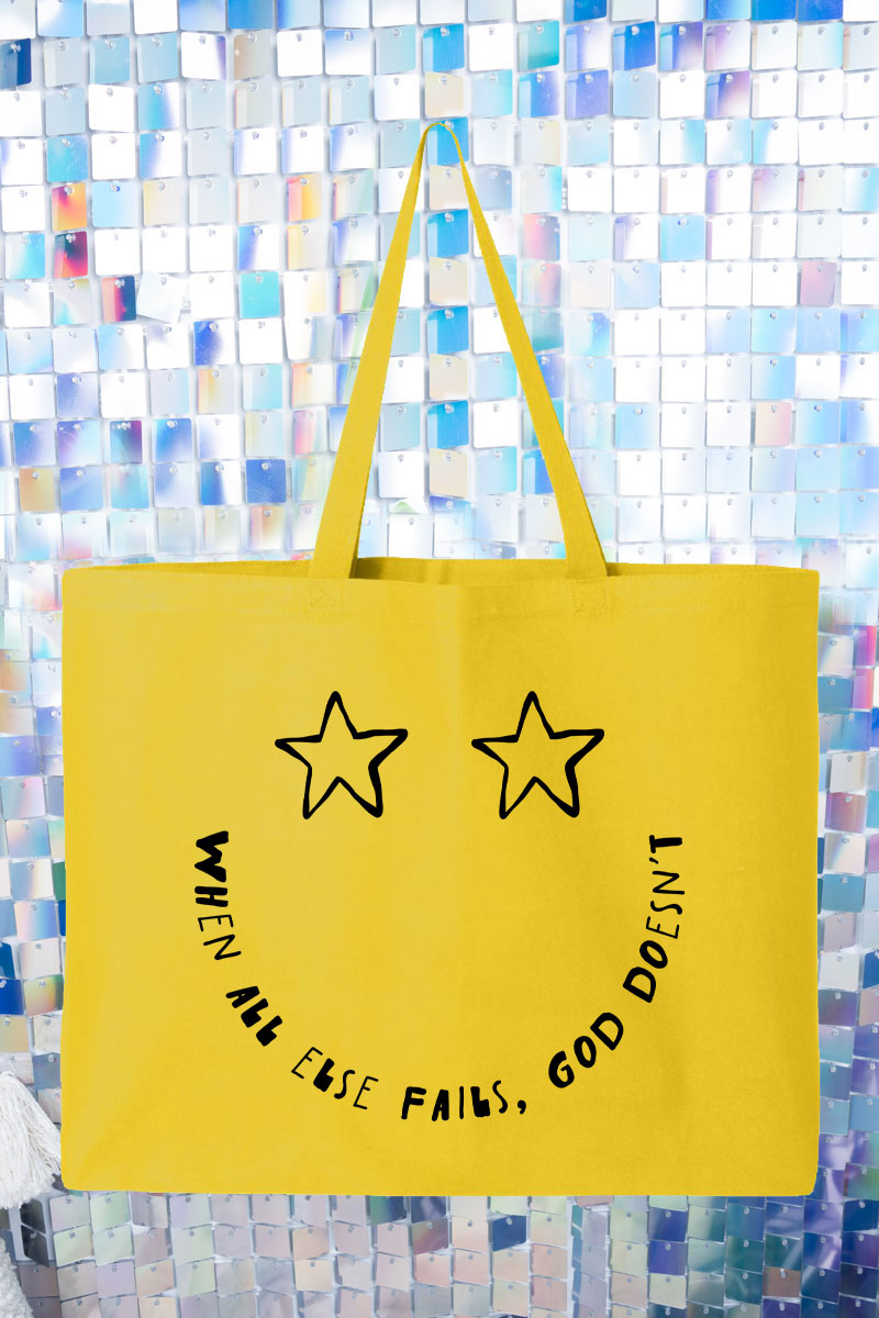 Star Eyes God Never Fails Canvas Jumbo Tote