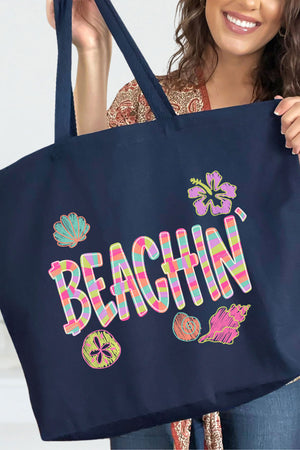 Paradise Painted Beachin' Canvas Jumbo Tote