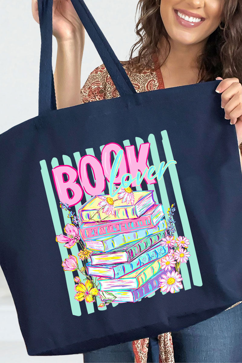 Petals & Paperback Book Lover Canvas Jumbo Tote