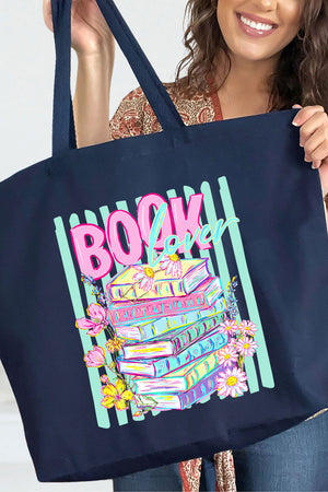 Petals & Paperback Book Lover Canvas Jumbo Tote
