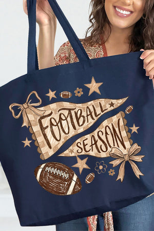 Football Season Doodle Canvas Jumbo Tote