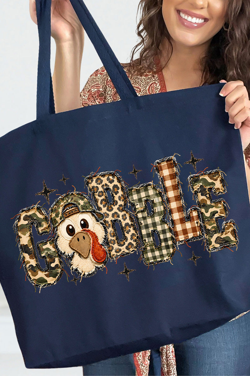 Gobble In Camo Canvas Jumbo Tote