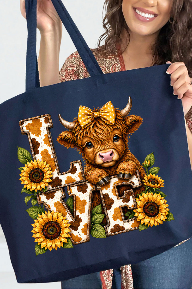 Little Highland Love Canvas Jumbo Tote