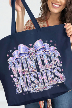 Winter Wishes Wonderland Canvas Jumbo Tote