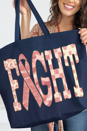 Pink Patterned Fight Canvas Jumbo Tote