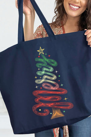 Merry In Motion Canvas Jumbo Tote