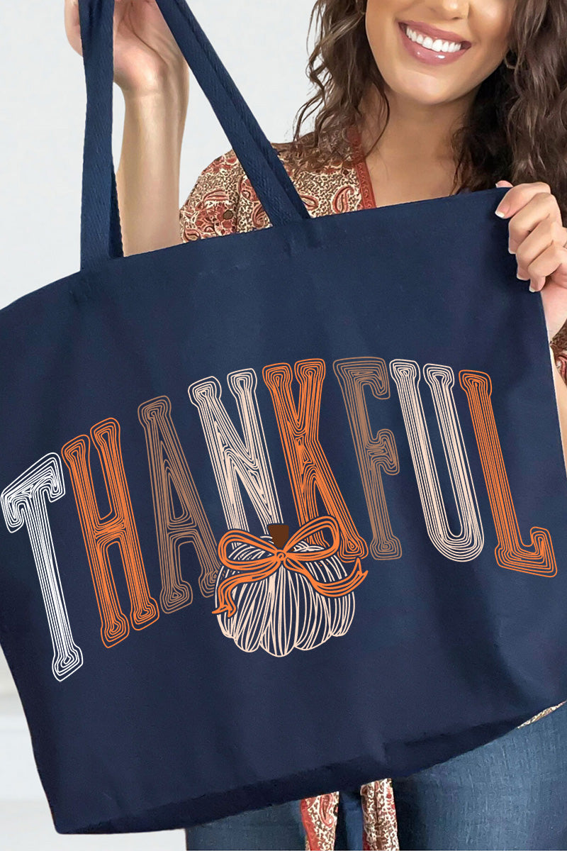 Thankful Sketch Canvas Jumbo Tote