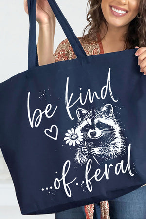 Be Kind Of Feral Raccoon Canvas Jumbo Tote