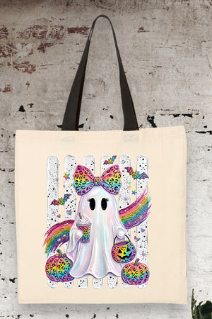 Rainbow Glam Ghost Medium Canvas Tote