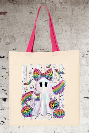 Rainbow Glam Ghost Medium Canvas Tote