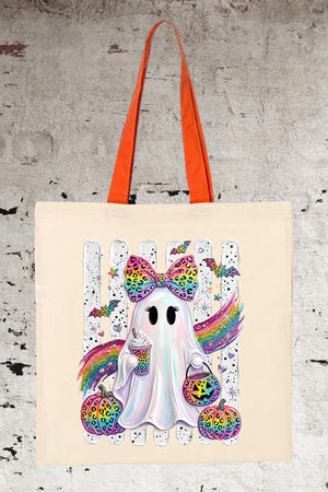 Rainbow Glam Ghost Medium Canvas Tote