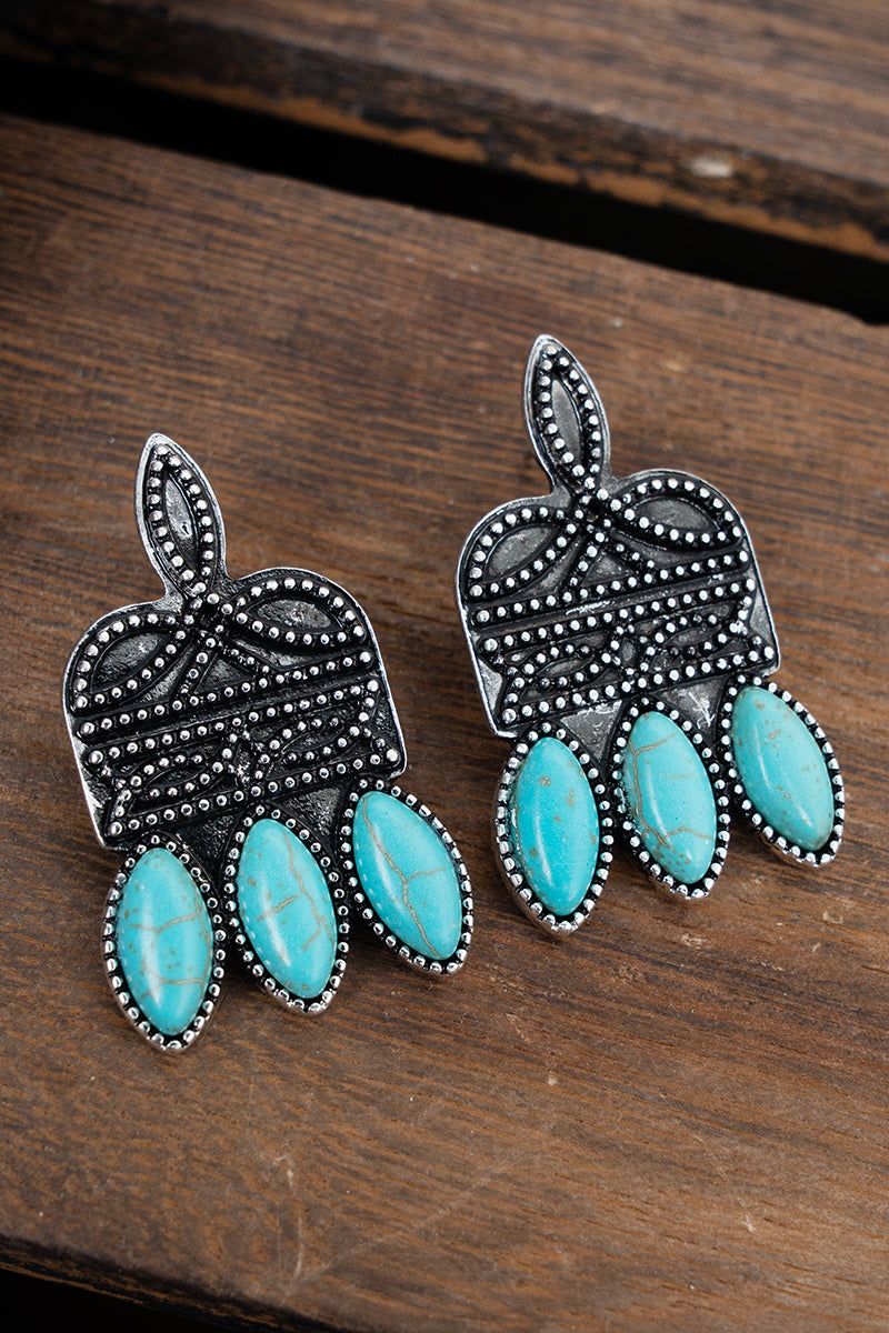 TIPI Turquoise Lusterline Silvertone Earrings