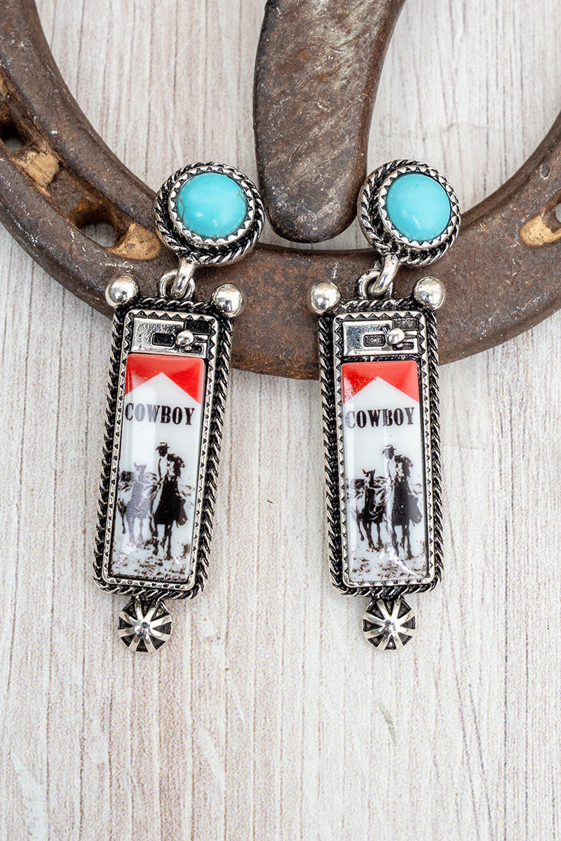 TIPI Cowboy Lighter Silvertone Earrings