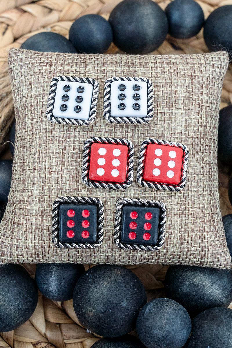 TIPI Hot Roll Dice Earrings 3 Pair Set