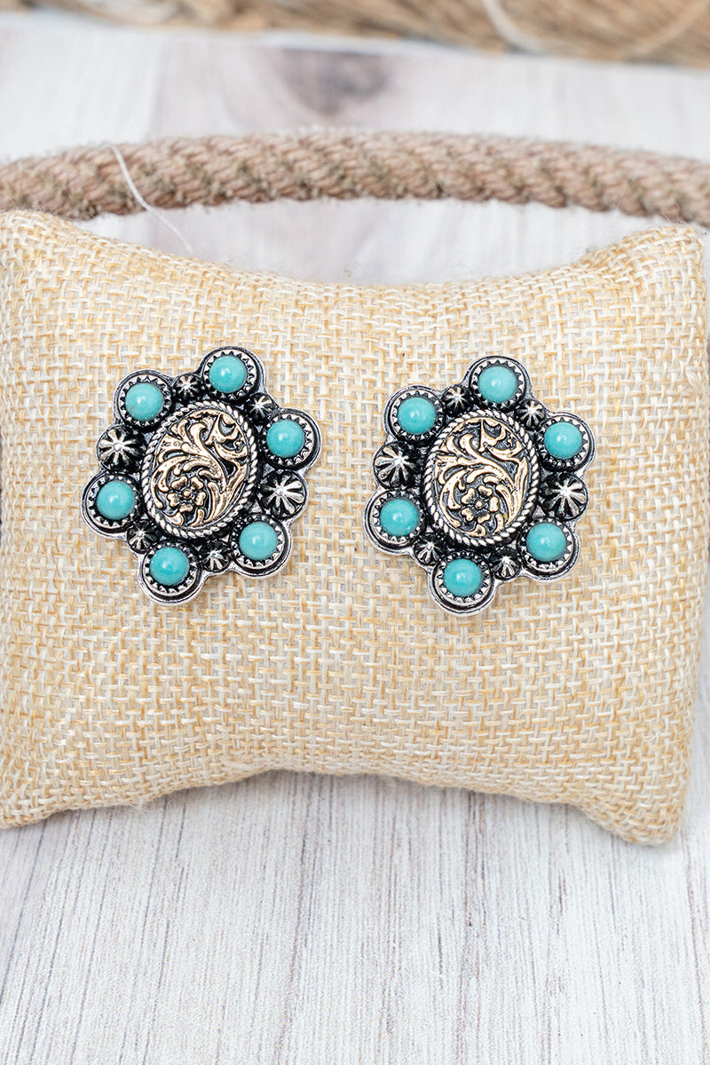 TIPI Turquoise Ranchland Rose Two-Tone Earrings
