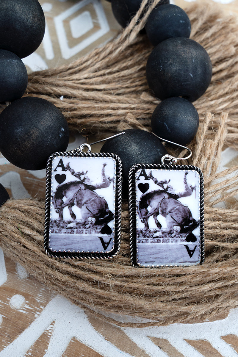 TIPI Arena Bronco Ace Silvertone Earrings