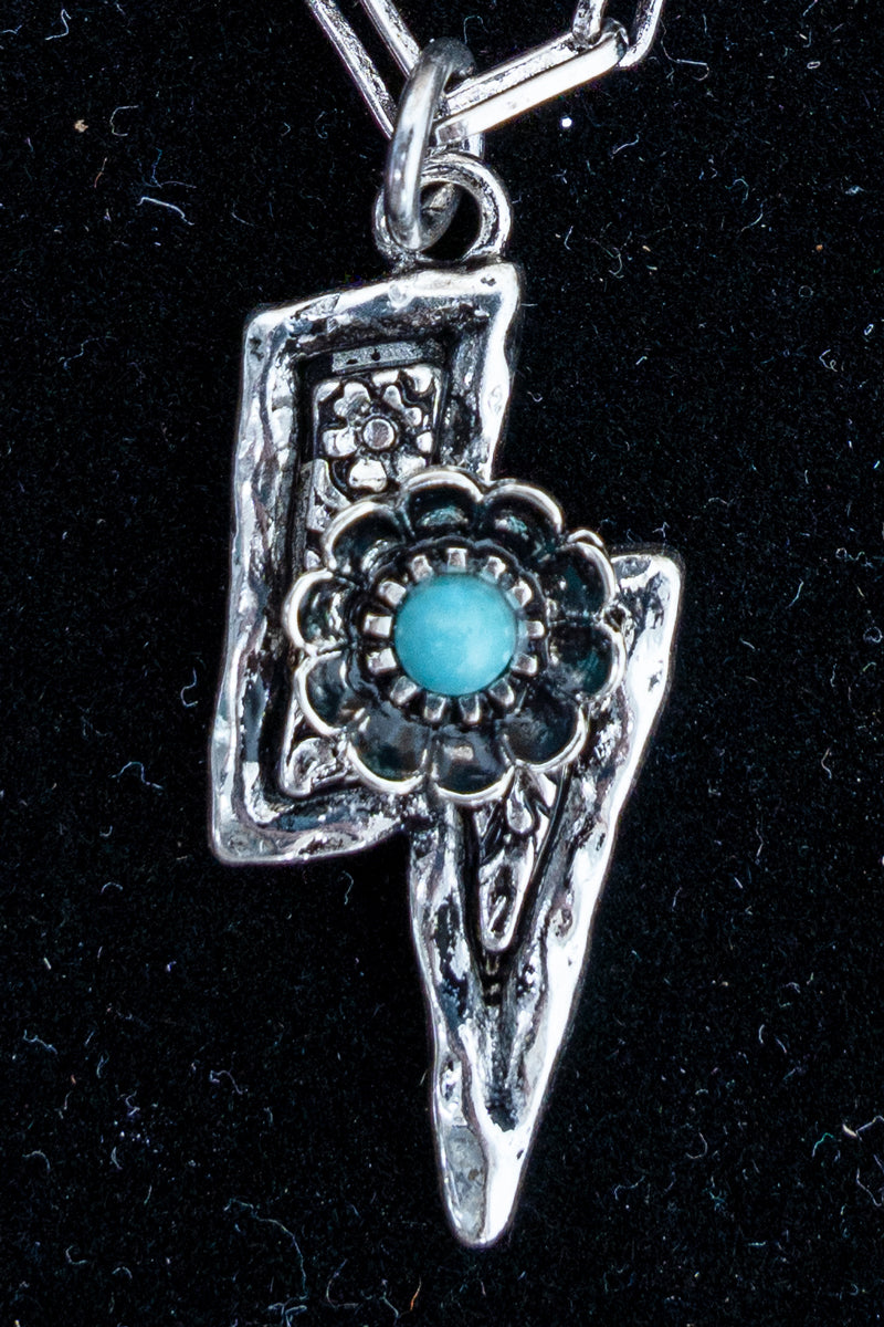 TIPI Turquoise Bolt Blossom Silvertone Necklace