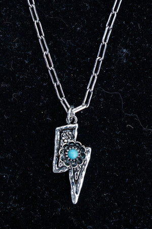 TIPI Turquoise Bolt Blossom Silvertone Necklace