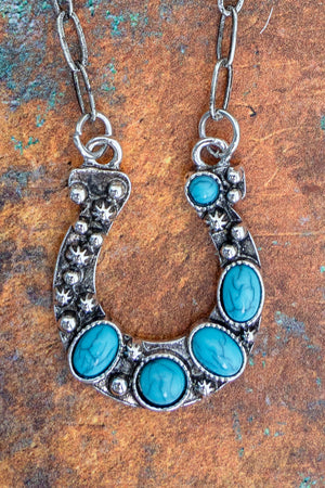 TIPI Helena Sky Horseshoe Turquoise & Silvertone Necklace