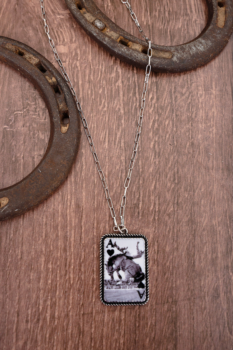 TIPI Arena Bronco Ace Silvertone Necklace