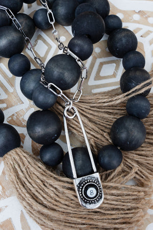 TIPI 8 Ball Pin Drop Silvertone Necklace