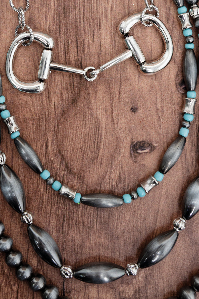 TIPI The Ranch Club Turquoise and Silver Pearl Layered Necklace