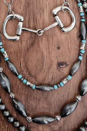 TIPI The Ranch Club Turquoise and Silver Pearl Layered Necklace