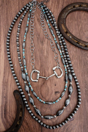 TIPI The Ranch Club Turquoise and Silver Pearl Layered Necklace