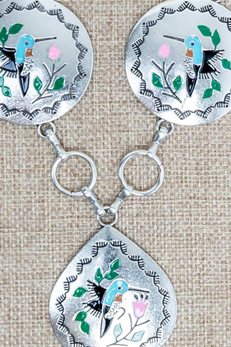 TIPI Brightbloom Hummingbird Silvertone Necklace