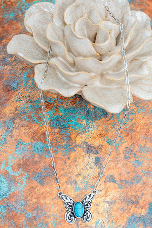 TIPI Turquoise Phoenix Flutter Silvertone Necklace