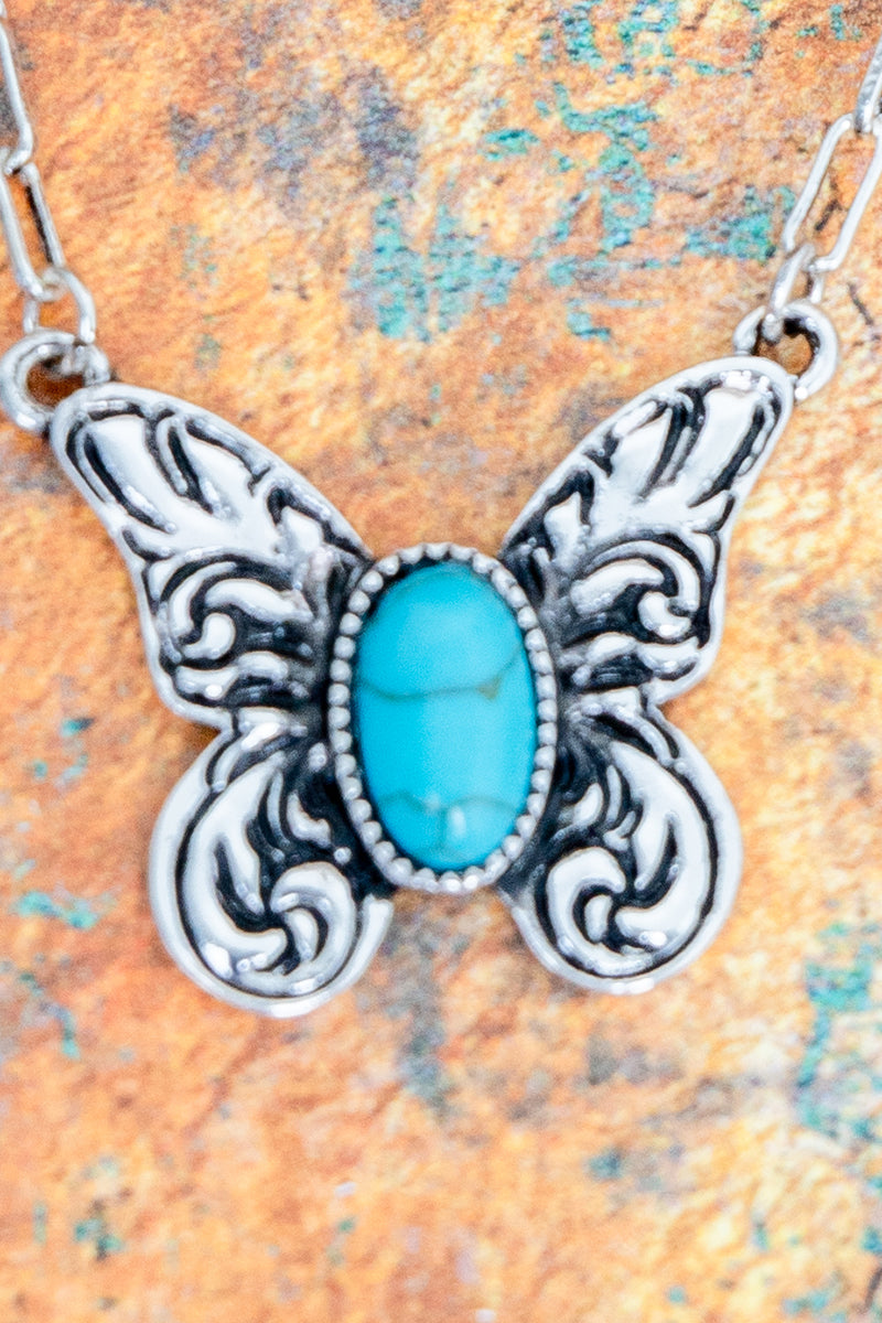 TIPI Turquoise Phoenix Flutter Silvertone Necklace