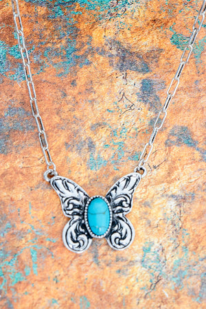 TIPI Turquoise Phoenix Flutter Silvertone Necklace