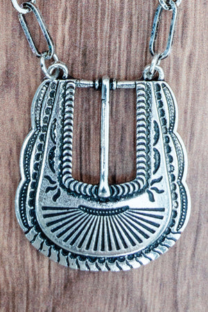 TIPI Horse Creek Buckle Silvertone Necklace