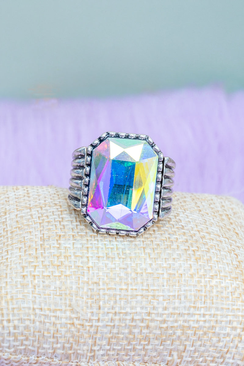 TIPI Iridescent Starlight Status Silvertone Ring