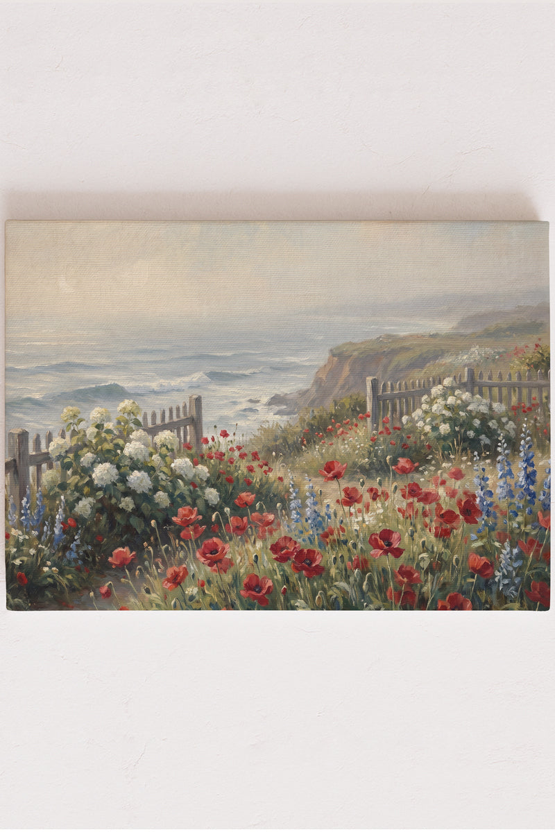 Meadow Above the Sea Stretched Canvas Print
