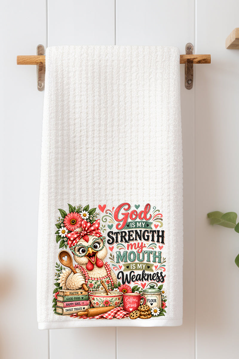 My Mouth Is My Weakness Waffle Kitchen Towel