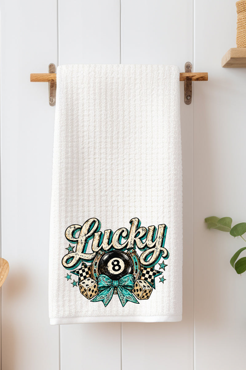 Retro Lucky Shot Waffle Kitchen Towel