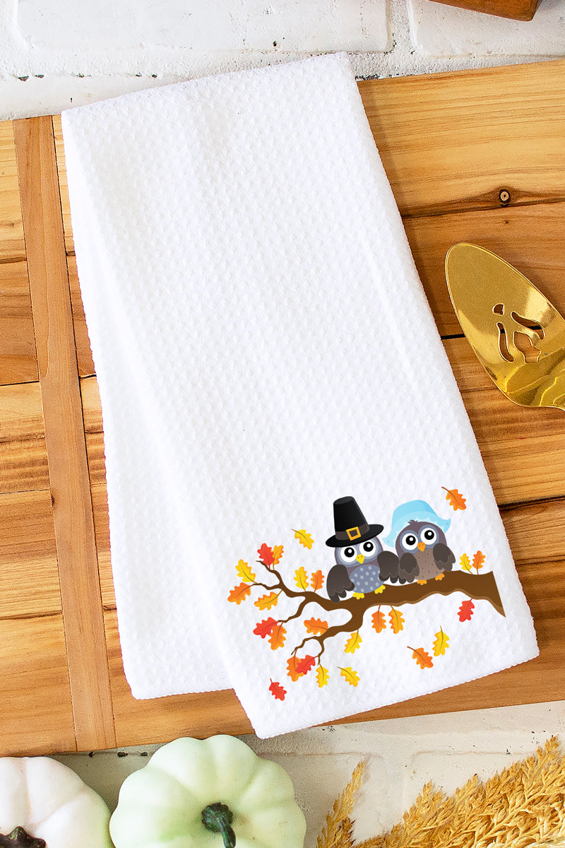 Autumn Owl Duo Waffle Kitchen Towel