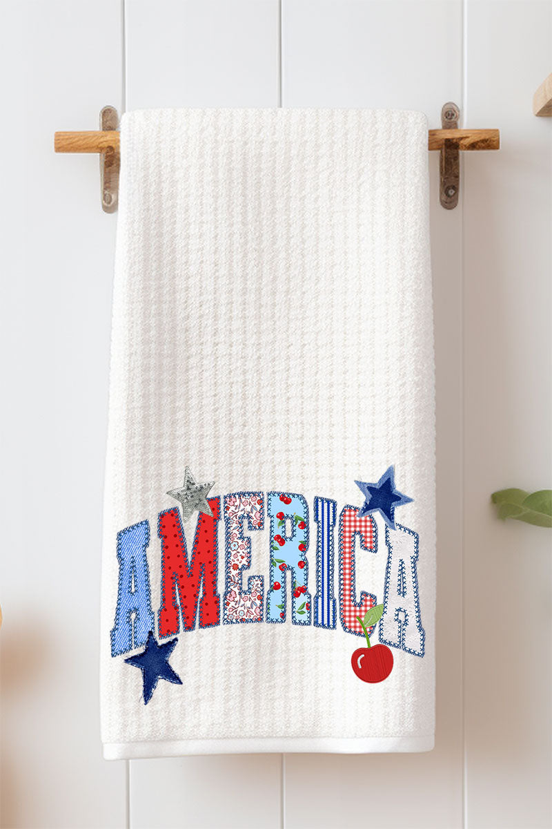 America Stitched In Tradition Waffle Kitchen Towel
