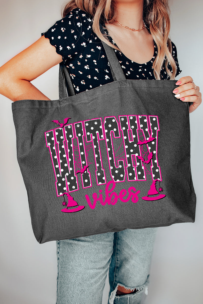 Dotted Witchy Vibes Canvas Jumbo Tote