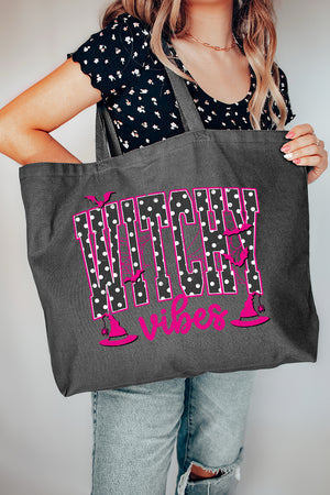 Dotted Witchy Vibes Canvas Jumbo Tote