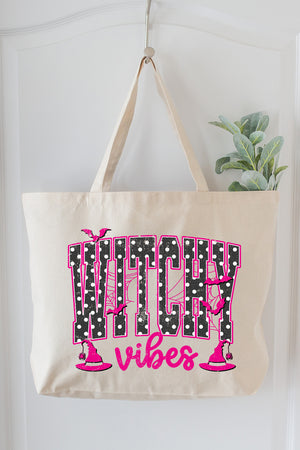 Dotted Witchy Vibes Canvas Jumbo Tote