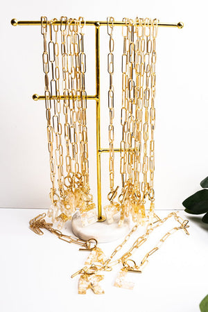 At First Glance Initial Goldtone Toggle Necklace - Wholesale Accessory Market