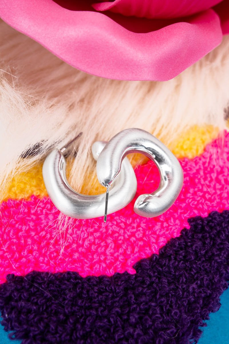 Fashion Ready Matte Silvertone Hoop Earrings - Wholesale Accessory Market