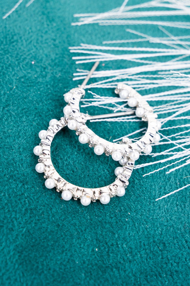 Just For You Pearl Silvertone Hoop Earrings - Wholesale Accessory Market