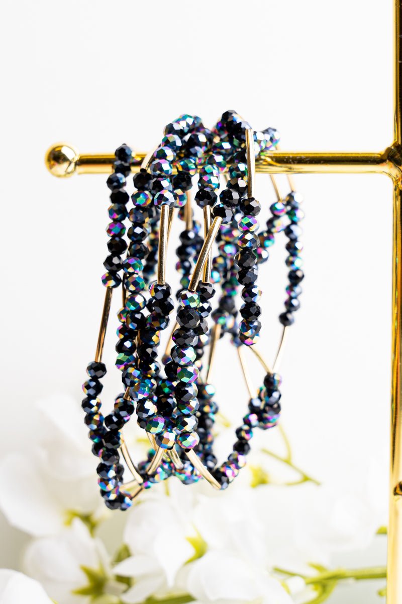 Sunday Brunch Iridescent Black Beaded Bracelet Set Wholesale