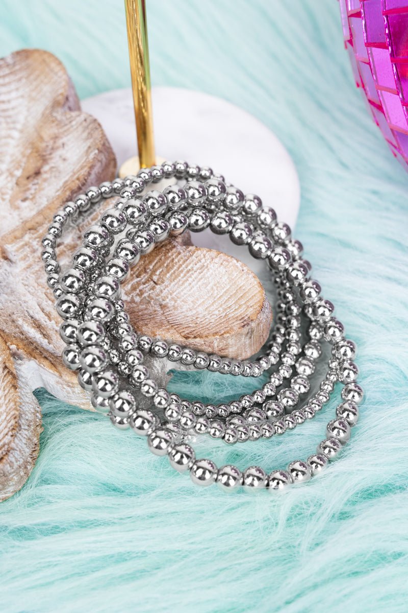 Gia Silvertone Beaded Bracelet Set - Wholesale Accessory Market