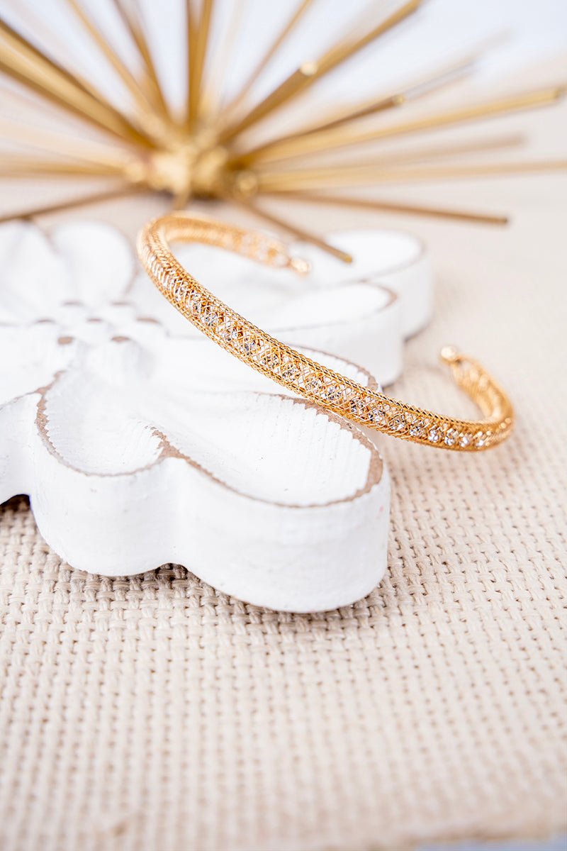 Crystal Mesh Goldtone Cuff - Wholesale Accessory Market