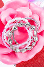 Follow Your Heart Silvertone and Pearl Heart Beaded Bracelet Set - Wholesale Accessory Market